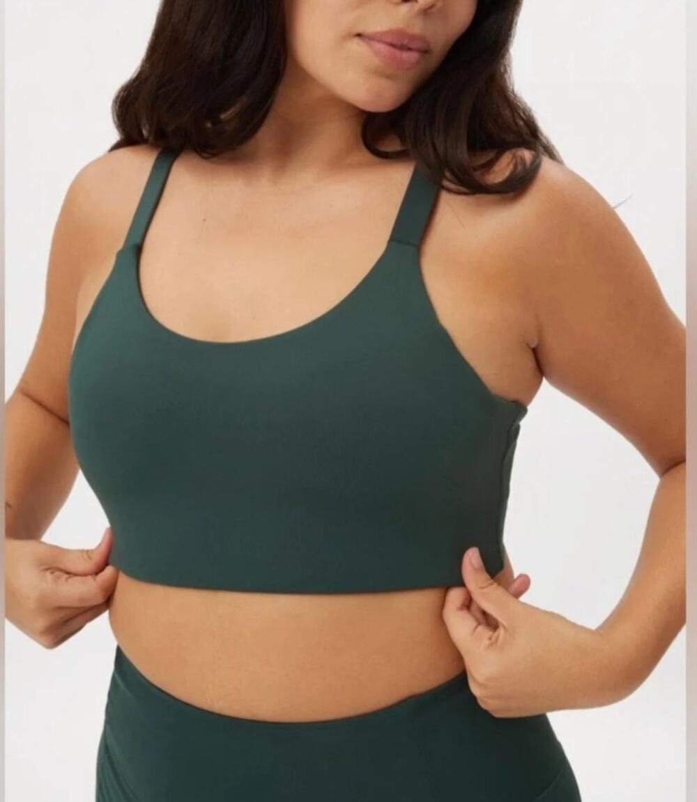 NWT Girlfriend Collective Lou Sports Bra XXXL Teal Green V-Back Gym Workout